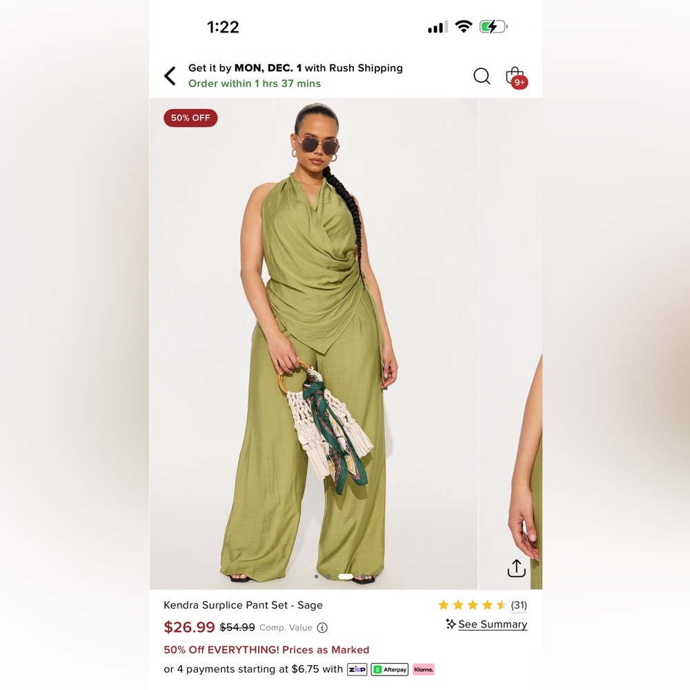 NEED GONE 💥💥Fashion Nova Wide Leg Jumpsuit - Green